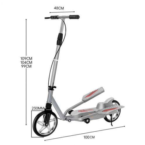 Scooter de mobilité à deux roues pour adulte, vélo à pédale à double aile, modèle : noir standard SH8402388-09